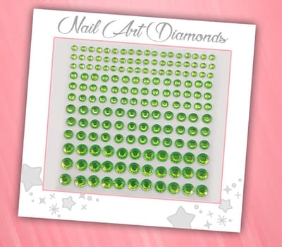 Nail Art Diamonds (165 Diamantjes Groen) [Zelfklevend Nagel Steentjes Decoratie Versiering - Manicure Kunstnagels Nepnagels - Acryl Nagels Rhinestone Rhine Stones]