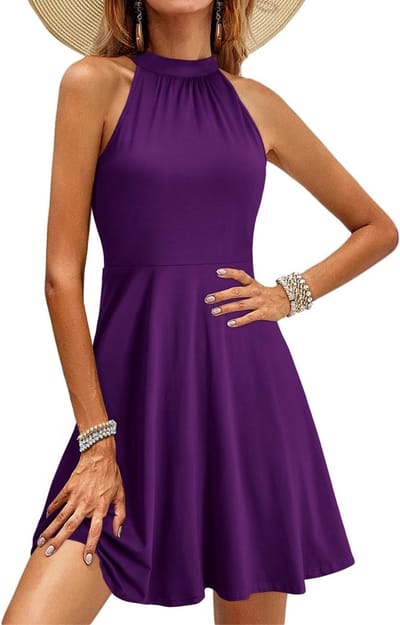 Zomer Jurk Dames Mouwloos Halter Nek Casual Katoenen Soondress