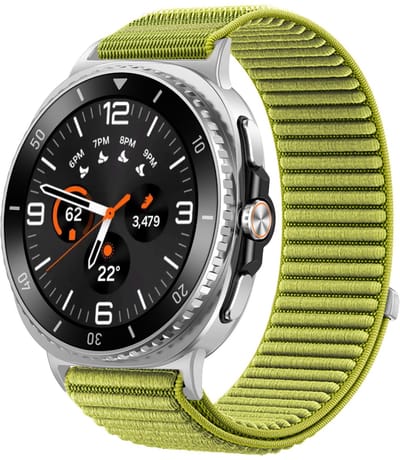 Nylon bandje - geschikt voor Samsung Galaxy Watch 8 (40mm) / Galaxy Watch 8 (44mm) / Galaxy Watch 8 Classic - ribbel met klittenbandsluiting - groen