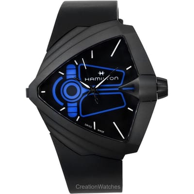 Hamilton Ventura XXL Bright Dune Limited Edition Rubberen Band Zwarte Wijzerplaat Quartz H24614330 Herenhorloge zwart