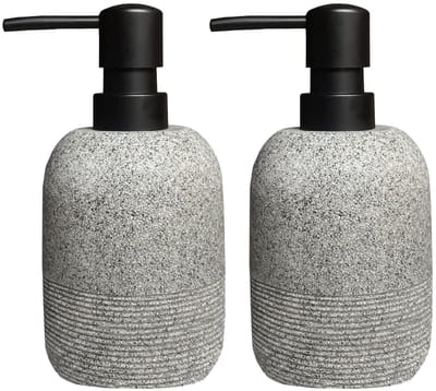 Dailygoods- Zeepdispenser Set 2 Stuks - Hars/Natuurlijk Zandsteen - Antikantel - Moderne Decoratie - Gemengde Zandkleur - Reliëf Lijnen - Handzeepdispenser