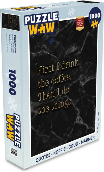 Puzzel Quotes - Koffie - Goud - Marmer print - Legpuzzel - Puzzel 1000 stukjes volwassenen