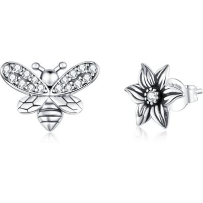 Bamoer 925 Sterling Zilver Oorbellen Voor Vrouwen Bijen En Retro Bloem Oorstekers Vrouwelijke Anti-Allergie Cadeaus Voor Meisje Sce884 white