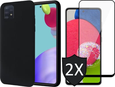 Hoesje geschikt voor Samsung Galaxy A52s Met 2x Screenprotector - Fluweelzachte Backcover - Zwart