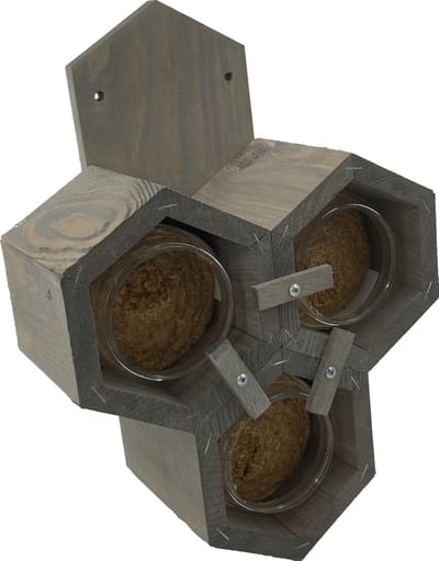 GARDEN SPIRIT Pindakaaspothouder 3 Potten - Vogelvoederhuisje FSC Hout - 12 x 22 x 30 cm