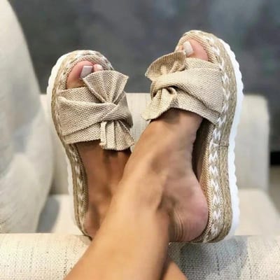 Slippers Dames Sandalen Platform Sandalen Schoenen Dames Strik Zomersandalen Pantoffel Binnen Buiten Flip-flops Strand Schoenen Vrouw 35 gray