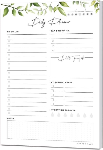 Ongedateerde Dagelijkse Planner en Takenlijst Notitieblok voor Productiviteit