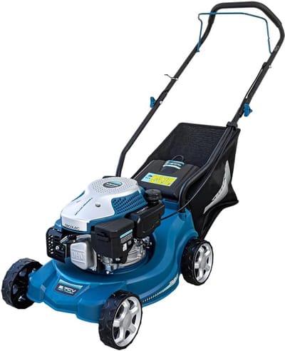 Benzine grasmaaier - Gazonmaaier - Gazon onderhouden - 2-in-1 functie - 39 cm maaibreedte - Grijs