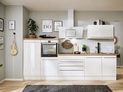 complete keuken met apparatuur Gabriel-Goedkope keuken 320 cm-Wit/Wit - soft close - keramische kookplaat - vaatwasser - afzuigkap - oven - spoelbak