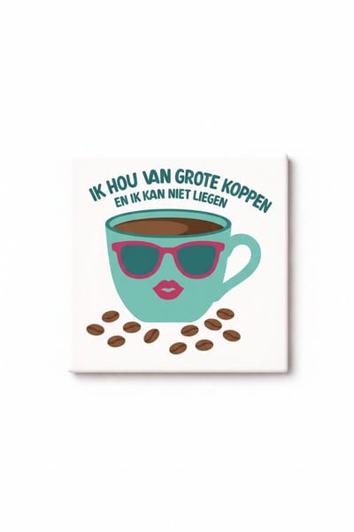 Grappige “Ik Hou Van Grote Koppen en Ik Kan Niet Liegen” Keramische Tegel – Koffieliefhebber Quote Tegel – Humor Cadeau voor de Keuken