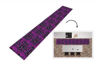 Keukenloper - Loper keuken - Veren - Patroon - Pluimen - Paars - 300x50 cm - Keukenloper vinyl