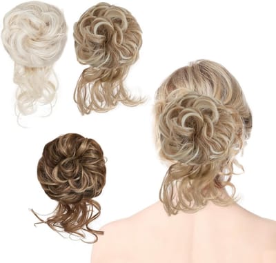 Messy Bun Haarstuk voor Vrouwen, Clip-In Haaraccessoire met Elastische Band voor Eenvoudige Updo, Natuurlijke Uiterlijk, Synthetisch Haar, Perfect voor Feestjes en Dagelijks Gebruik