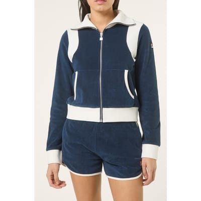 FILA Adriano Fitted Towelling Track Jacket Black Iris-egret Size: S | Hoodies & Sweatshirts Outlet | Dames | Blauw