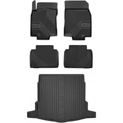 FROGUM 77 Set Automatten en Kofferbakmat - Geschikt voor NISSAN X-TRAIL T32 (2013-2017) - 5 Personen - Lage laadvloer - TPE Rubber - Zwart
