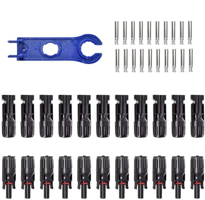 Zonnepaneel Connectoren - MC4 Aansluitingen - Energie Opwekking - Waterdichte Bedrading - 10 Paar Kit - Zwart
