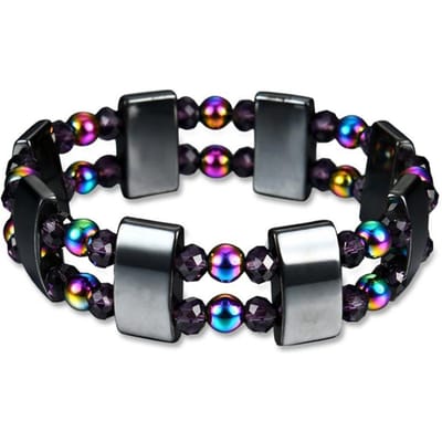 1 stuks Meerkleurig Dubbellaags Magnetische Therapie Hematiet Armband Gewichtsverlies Armband Sieraden black