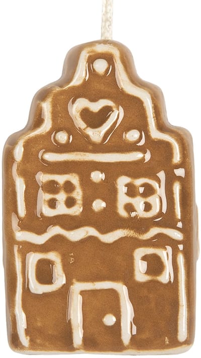 Clayre & Eef Kersthanger Huis 4x4x6 cm Bruin Keramiek