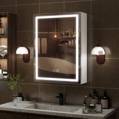 Puluomis Spiegelkast met LED Verlichting - Aluminium badkamer spiegelkast - 50x70 cm - Ontwasemen - Badkamerkast