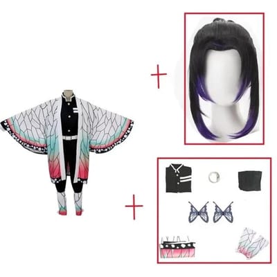 Kochou Shinobu Déguisement Cosplay Anime Demon Slayer Cosplay Uniforme Acres Perruque Costume Fête d'Halloween Adulte Enfants Kids110cm bleu