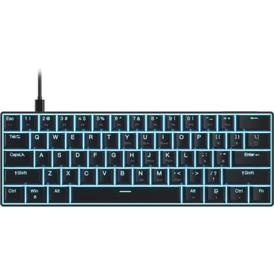 OUTEMU USB Bedraad 61-toets Mechanisch toetsenbord LED-achtergrondverlichting Ondersteunt hot swap Blauwe schakelaar Rode schakelaar Blue Switch zwart
