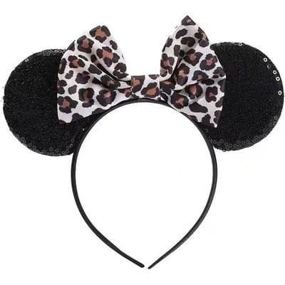 Bandeau Oreilles de Souris Anime Cosplay Kawaii Dessin Animé Accessoires Cheveux Élastiques Fête Nœuds à Sequins Bandeau Jouets Enfants Adultes Cadeau black