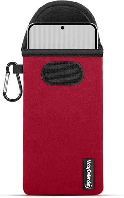 MobyDefend Hoesje - Geschikt voor Nothing Phone 1 - Neopreen Pouch Met Karabijnhaak - Insteek - Riemlus - Rood