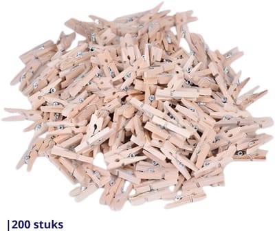 Knaak Mini Wasknijpers - 200 stuks - Houten Knijpertjes - 2,5 cm - Fotoknijpers - Hobby Knutselen