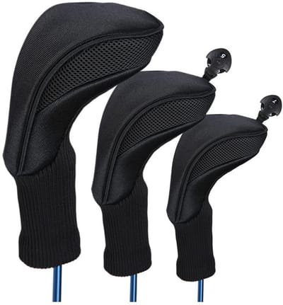 Dailygoods - Golf Driver Hout Hoofd Covers - Professionele Bescherming - Zwart - Golf Putter Hoofden - Set van 3 - Geschikt voor alle golfers