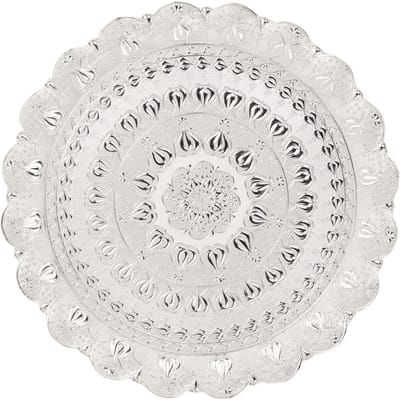 Turks Thee Koffie Serveerblad Vintage Stijl Reliëf Patroon Rond Koffiebord voor Bar Buiten zilver
