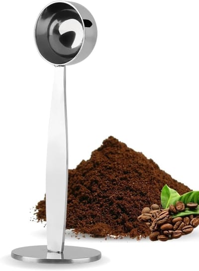 2-in-1 RVS Koffielepel met Stamper - Perfect voor Koffie Maatbepaling en Tamping van Koffiebonen