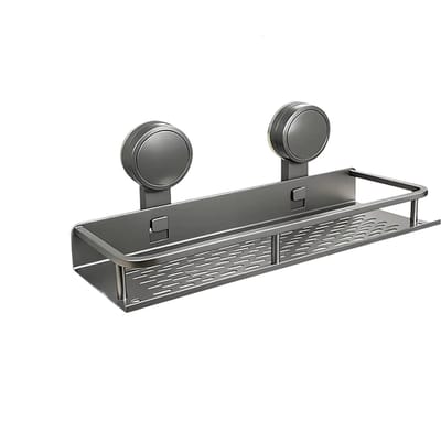 Multifunctioneel Zuignaprek Keuken en Badkamer – Wandmontage Opslagrek zonder Boren, Keukengerei Houder, Kruidenrek, Badkamer Organizer, Zuignap Wandrek, Opbergrek zonder Boren - Grijs - 40cm