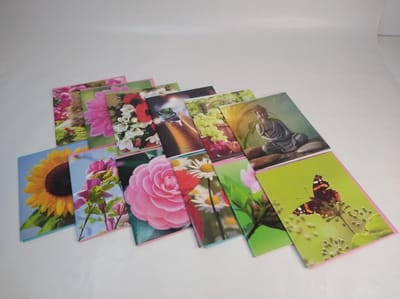 Wenskaarten set van 12 - zonder tekst - gevouwen kaarten - met envelop - 11x12cm -12 stuks VOORDEEL