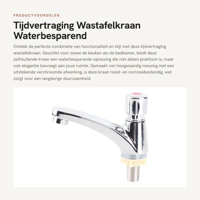 Dailygoods- Wastafelkraan Waterbesparend - Zelfsluitende Kraan - Hoogwaardig Messing - Roestbestendig - Eenvoudig te Installeren - Duurzaam Gebruik