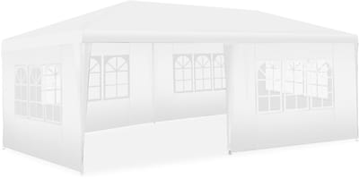 tectake® Paviljoen Novara - Partytent 3x6 m - Waterdicht Zeildoek met 5 Verwijderbare Zijpanelen - Weerbestendig Tuinpaviljoen - Inclusief Spanlijnen en Haringen - Wit