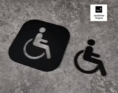 Toilet of kleedkamer deurbord / pictogram - Mindervaliden - Gehandicapten - Handicap - Invalide - Rolstoel - 3d - Acryl zwart - Dubbel gebruik - 2 in 1
