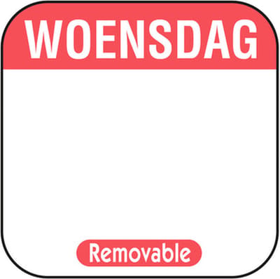 Depa | HACCP Stickers | Voedseletiketten / dagstickers ROOD | Woensdag | 25x25mm | 1000 stickers op rol