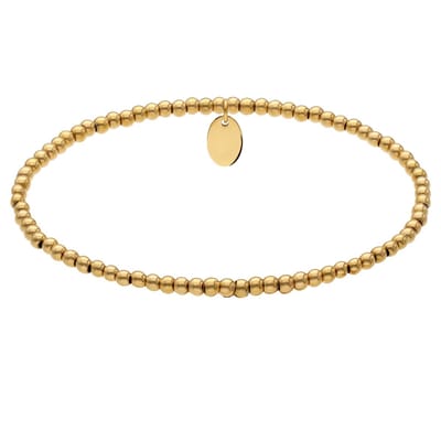 Lucardi - Dames Stalen goldplated kralenarmband voor dames - Armband - Staal - Goudkleurig - 16 cm