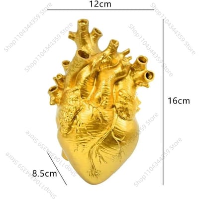 Zwarte Anatomisch Hart Vaas Halloween Creatieve Hart Vaas Hars Decoratief Bloemenvaas Modern Kunst Bloemenvaas voor Huisdecoratie yellow