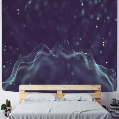 Sterrennacht Golf Wandtapijt Muurhanger Blauwe Lijnen Hekserij Geluk Minimalistisch Moderne Stijl Hippie Slaapzaal Decor 95x70CM blue