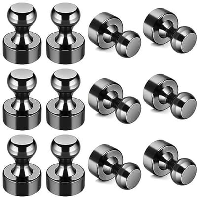 Dailygoods- Priknaalden 48 stuks - Zwarte Magnetische Punaises - Sterke Koelkastmagneten - Whiteboard Magneten - Veiligheidswaarschuwing - Voor Kantoor en School