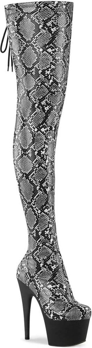 Pleaser - ADORE-3008SP-BT Plateau Overknee Laarzen - US 7 - 37 Shoes - Grijs/Zwart