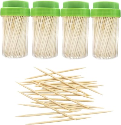 Bamboe Houten Tandenstokers 1000 Stuks - Stevige Ronde Tandenstoker Houder voor Voedsel, Cocktails en DIY Projecten
