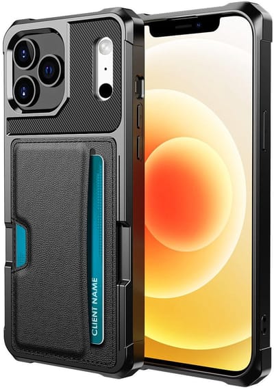 YPCd Pasjeshouder Hoesje Geschikt voor Apple iPhone 17 Pro – Shockproof Backcover met Kaartvak voor 2 Pasjes – PU Leren telefoonhoesje met Standfunctie & Magneet voor Autohouder – Zwart