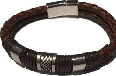 Heren armband bruin leer met schuifsluiting