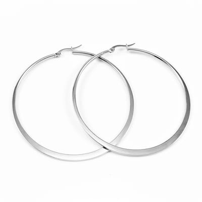 ∅60mm Oorbellen Dames - Stalen Zilverkleur - Oorringen Platte-Design