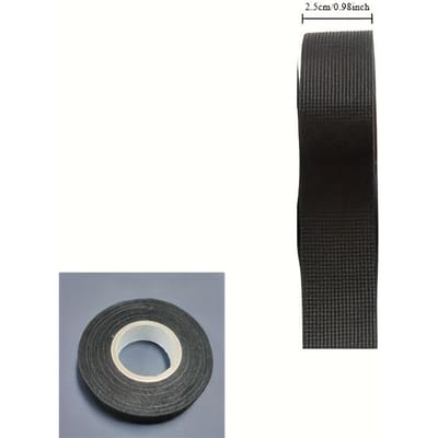 1 Rol Hittebestendige Zelfklevende Klittenbandsluiting Tape voor Auto Kabelboom Organisatie Bescherming Geen Stroom Nodig Zwarte Lijm 25mm Wide*393.7inch Long black