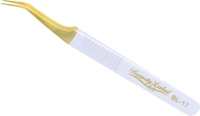 Beauty Label Pincet- Lash tweezer - Curved Tweezer - BL-17 - Wit/Goud