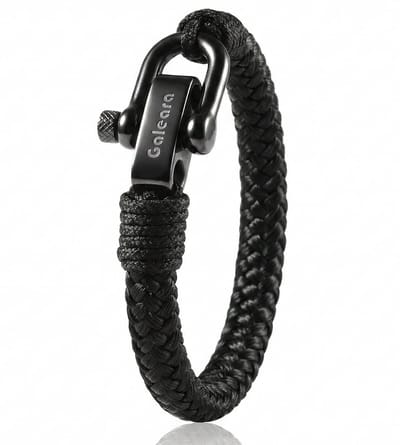 Touw armband Surfer Paracord Heren en Dames Galeara Mao zwart 21.5cm
