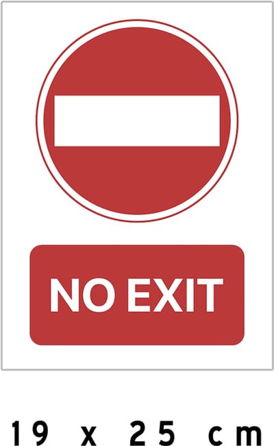 Pictogram/ bord | "No exit" | 19 x 25 cm | C2 | Geen uitgang | Nooduitgang | Engels | Forex | 1 stuk