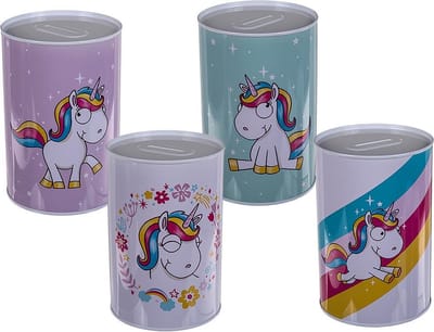 Spaarblik unicorn Ø10x15cm assorti (1 stuk) assorti